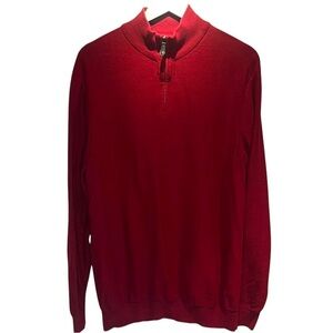 Lachlan Men’s 100% Cotton Quarter Zip Sweater Size XL Red